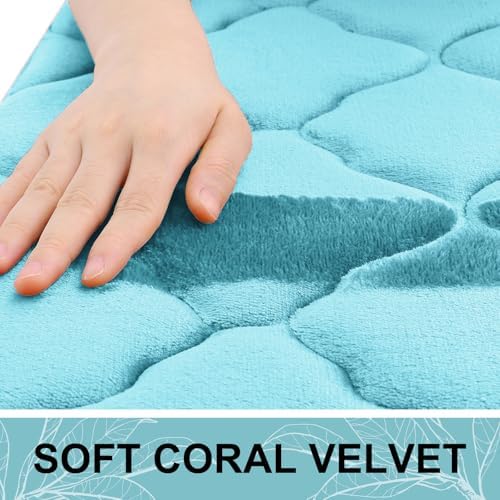 OLANLY Memory Foam Bath Mat Rug 36x24, Ultra Soft Bathroom Rugs, Sky Blue