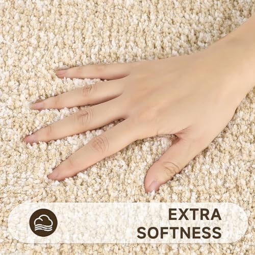 Pauwer Bathroom Rug Sets 3 Piece, Non Slip Washable Bath Ma, Beige