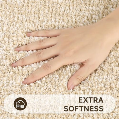 Pauwer Bathroom Rug Sets 3 Piece, Non Slip Washable Bath Ma, Beige