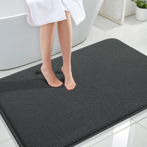 OLANLY Memory Foam Large Bathroom Rugs 44x32, Absorbent Bath Mat, Dark Grey