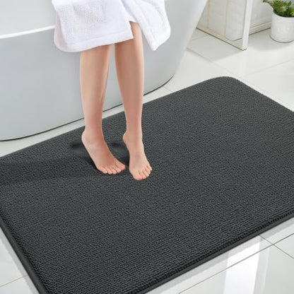 OLANLY Memory Foam Large Bathroom Rugs 44x32, Absorbent Bath Mat, Dark Grey