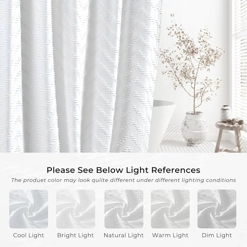White Boho Fabric Shower Curtain 36 x 72 Inches
