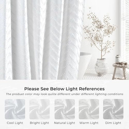 White Boho Fabric Shower Curtain 36 x 72 Inches