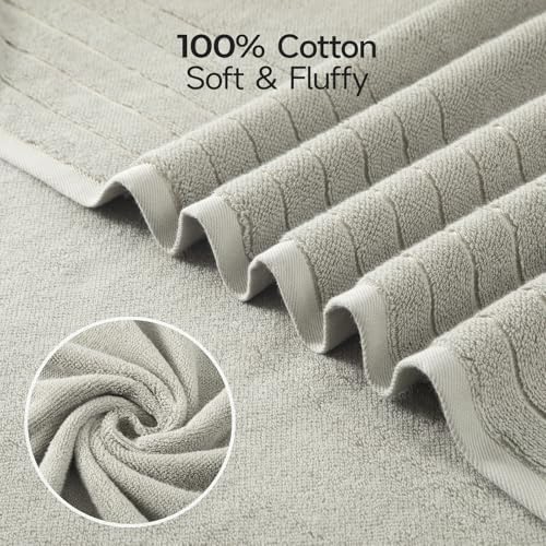 REDKISS 2 Pack Extra Large 35x70 Inch Cotton Bath Towels, Light Gray