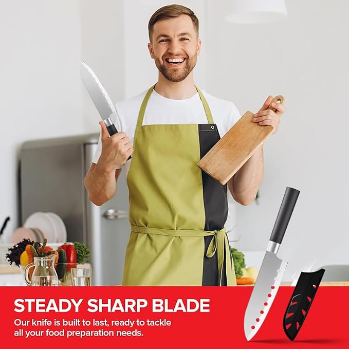 Chef Knife,8.5" Professional Kitchen Knife for Cooking,Made of Stainless Steel,Ultra Sharp for Cutting food,with Ergonomic Handle,for Home & Restaurant Black