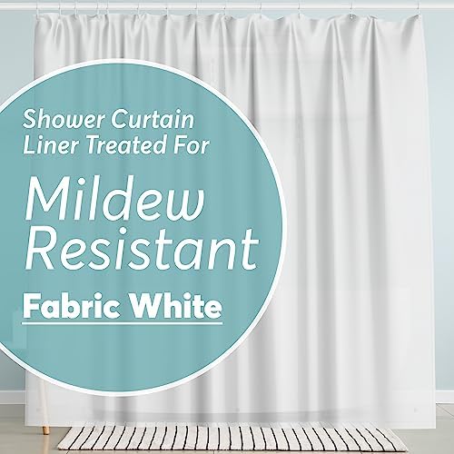 BigFoot Shower Curtain – 72 x 72 Fabric Premium Shower Curtain with Rustproof Metal Grommet and 3 Magnetic Weights – Odor Free and Compatible with Standard Showers, White