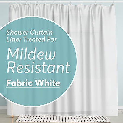 BigFoot Shower Curtain – 72 x 72 Fabric Premium Shower Curtain with Rustproof Metal Grommet and 3 Magnetic Weights – Odor Free and Compatible with Standard Showers, White