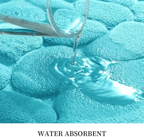 YIHOUSE Memory Foam Bath Mat Cobblestone Bathroom Rugs Super Water Absorbent Bath Mats for Bathroom Machine Washable Bath Rugs(24 x 36,Teal)