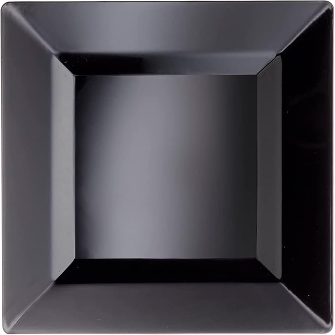 Party Essentials Party Supplies Disposable Classic Square Plastic Plates For Wedding/All Occasions, 10.75", 40-Count, Black