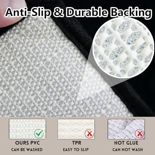 Bathroom Rugs Chenille, Extra Thick and Absorbent, Non-Slip, Machine Washable, Dry Quckily, Soft Cozy Plush, Used Under Shower Bathtub and Sink, Bath mat Sets Black