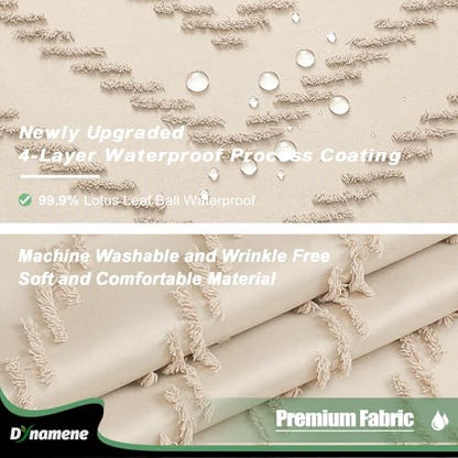 Dynamene Stall Boho Farmhouse Shower Curtain Tufted Chevron 54"x78" Beige