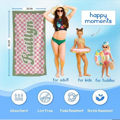 JML Personalized Beach Towel with Name, Microfiber, 30 x 60 in