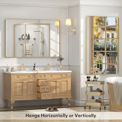 55x36 Inch Gold Framed Bathroom Mirror