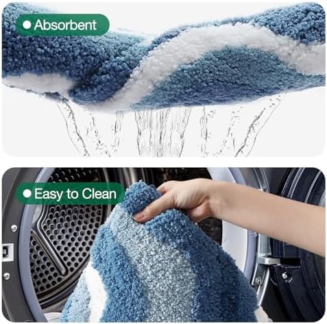 LUMI Coastal Bathroom Rug Soft Microfiber Absorbent Bath Mat 20x32