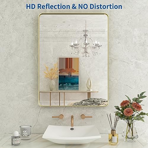 WEER Gold Bathroom Vanity Mirror 36X30 Inch