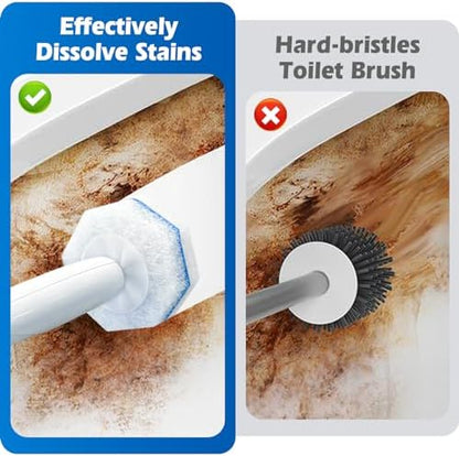 50 Count Disposable Toilet Wand Refills for Clorox, Upgraded Replacement Brush Heads Compatible With Most Toilet Wand Refill System - 5X Cleaning Power Toilets Bowl Cleaner with Exclusive Formula