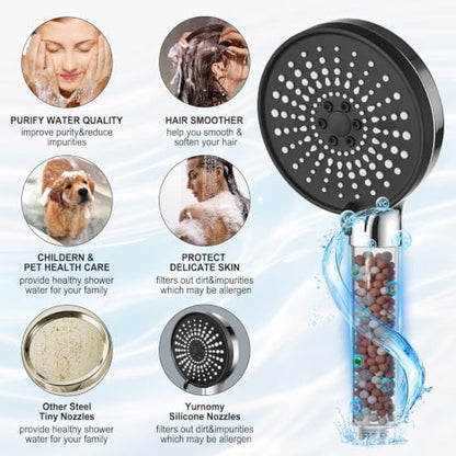 8 Inch Filtered Shower Head,Rain Shower Head with Handheld Spray Combo for Hard Water，Long Shower Hose