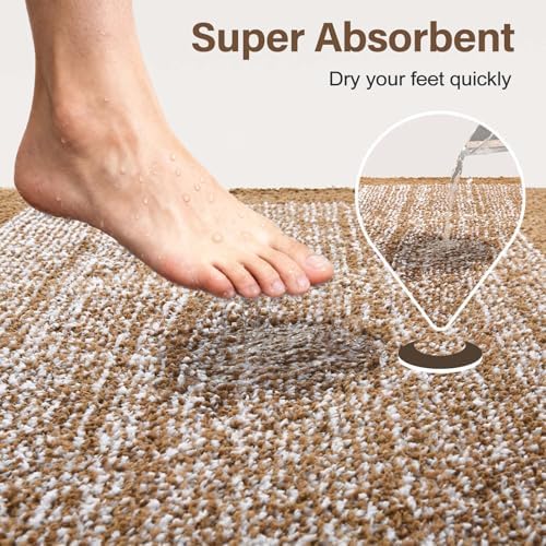 Toilet Rug U-Shaped 24x19 Washable Non Slip, Soft Absorbent Bath Mat Coffee