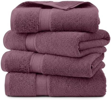 Superior Egyptian Cotton Plush & Absorbent, Bath Towel Set of 4, Plum