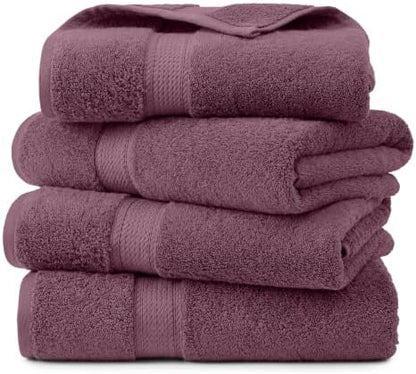 Superior Egyptian Cotton Plush & Absorbent, Bath Towel Set of 4, Plum