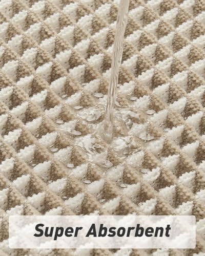 Upgraded Waffle Bath Mat Set of 2 Absorbent Bathroom Mat 17"x24" + 17"x48"