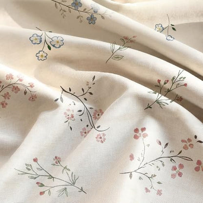 Farmhouse Floral Shower Curtain with 12 Clear Rings 72" W x 84" L