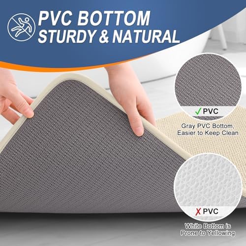 OLANLY Memory Foam Bathroom Runner Rug 59x20, Absorbent Long Bath Mat, Sand