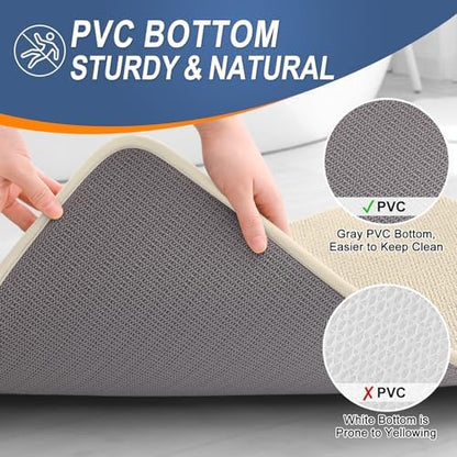 OLANLY Memory Foam Bathroom Runner Rug 59x20, Absorbent Long Bath Mat, Sand