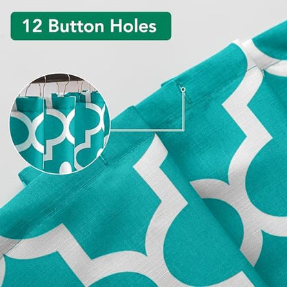 Fabric Modern Extra Long Shower Curtains for Bathroom-Turquoise and White