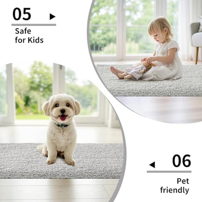 Disolla Grey Bathroom Rug 24x48 - Non-Slip Plush Thick Bath Mat, Highly Absorbent & Ultra Soft Fluffy Floor Mat, Machine Washable for Shower and Tub