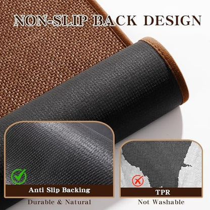 chakme Bathroom Rugs Mat 47x24, Ultra Thin Non Slip Bath Rug Large Quick Dry Absorbent Bath Mat for Bathroom, (Rust, 47"x24")