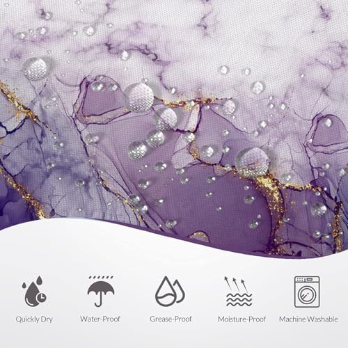 Marble Shower Curtain, Ombre Purple Gold Ink Shower Curtains for Bathroom, Modern Abstract Aesthetic Bathtub Decor Waterproof Fabric Watercolor Bath Curtain Set with Hooks 60x72 inch