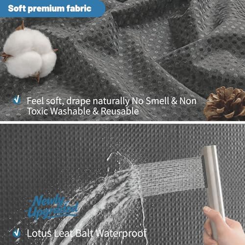 2-in-1 Waterproof Fabric Shower Curtain - No Separate Liner Needed, Hotel-Style Waffle Weave, Effortless Cleaning & Washable Bathroom Shower Curtain Set,72Wx84H,Chocolate Grey