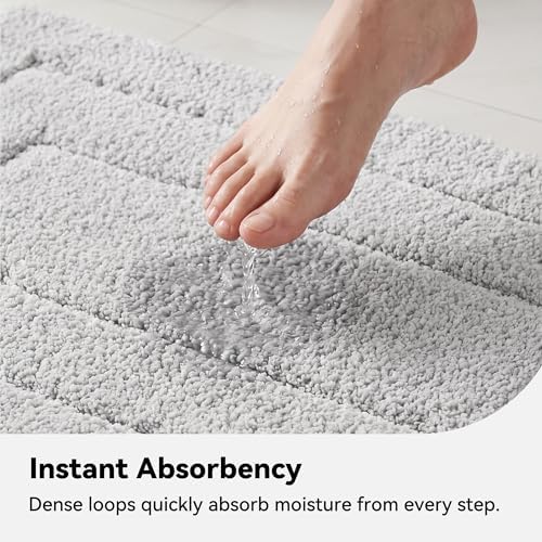 GRANNY SAYS Gray Bathroom Runner Rug 24" x 48", Soft Microfiber Bath Mat