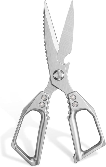 Heavy Duty Kitchen Scissors, Stainless Steel All-Purpose Food Shears - Sharp Cooking Scissors for Poultry, Dishwasher Safe, Silver