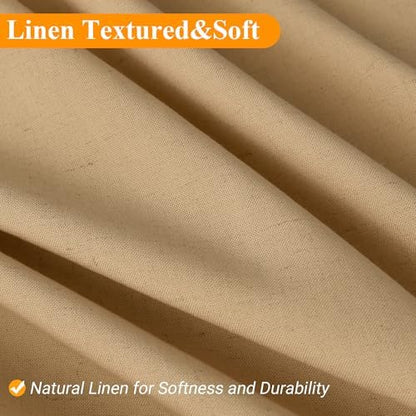 Naturoom Linen Shower Curtain 96 Inch Long for Bathroom Gold Yellow 1 Panel