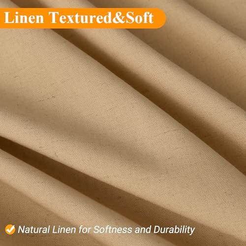 Naturoom Linen Shower Curtain 80 Inch Long for Bathroom Gold Yellow 1 Panel