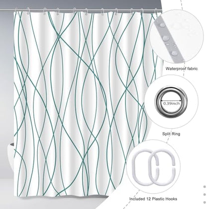 Striped Shower Curtain for Bathroom, Seaweed Green, 72" W x 72" L