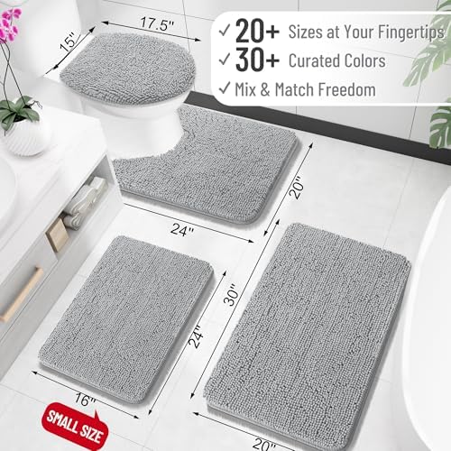 OLANLY Toilet Rugs U-Shaped 24x24, Soft Absorbent Chenille Contour Rugs