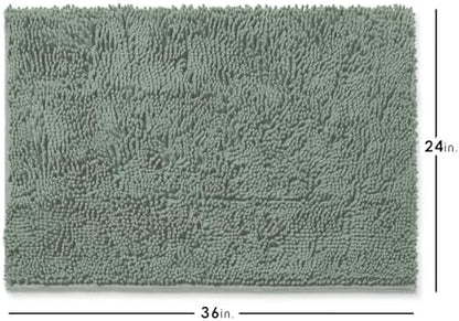 Hearth & Harbor Bathroom Rugs, Chenille Bath Mat - Machine Washable Bath Mats for Bathroom Non-Slip Backing Rubber, Quick Dry Bathroom Mat, 24 x 36 - Ice Green