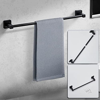Matte Black Bathroom Hardware Set 8 Pieces,Towel Bar Set Stainless Steel Wall Mounted, Includes 23.6In Hand Towel Bar, Towel Ring, Robe Towel Hooks,Toilet Paper Holder, Bathroom Towel Rack Set