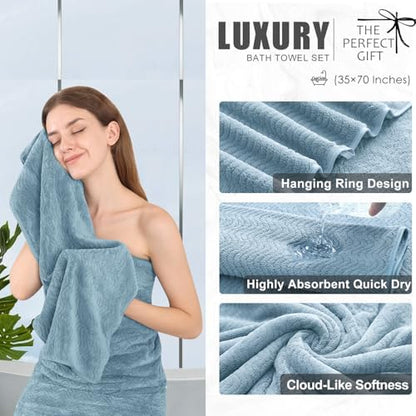 8 Piece Bath Towel Set |2 Oversized Large Bath Sheet,2 Hand Towels,4 Washcloths| Ultra Soft Bath Towel Set for Bathroom Hotel Gym Spa,Highly Absorbent Quick Dry Bathroom Towel Collections,Turquoise