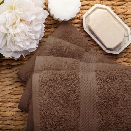 SUPERIOR Egyptian Cotton Plush & Absorbent, Hand Towel Set of 4, Chocolate