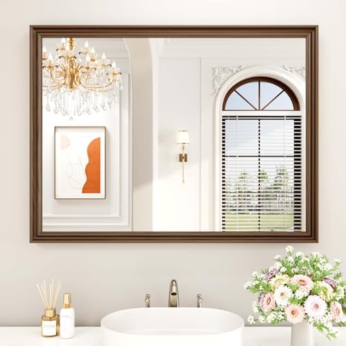WEER Brown Bathroom Vanity Mirror 40x30 Inch