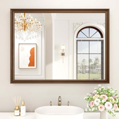 WEER Brown Bathroom Vanity Mirror 40x30 Inch
