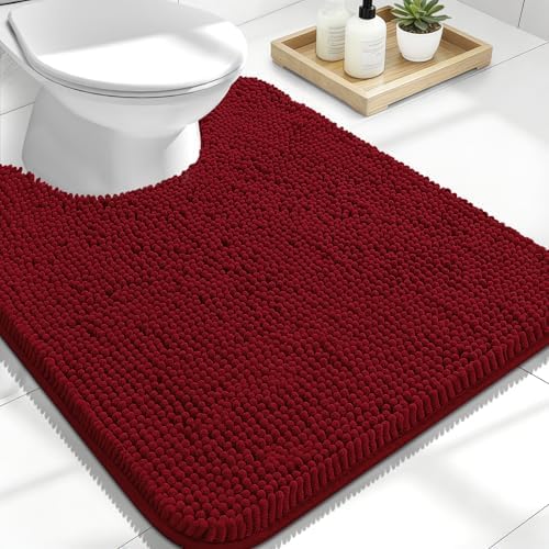 OLANLY Toilet Rugs U-Shaped 24x20, Soft Absorbent Chenille Contour Rugs