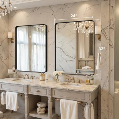 32"x24" Bathroom Vanity Mirror for Wall Aluminum Framed Farmhouse Rectangle