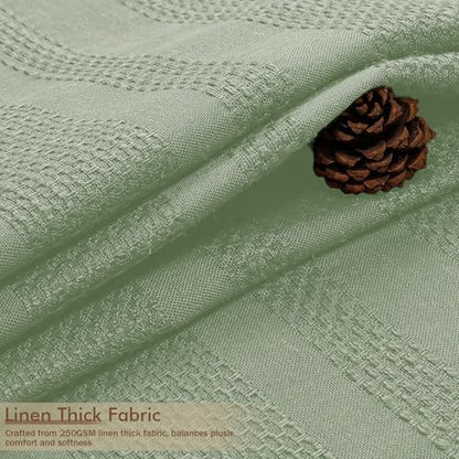 OVZME Light Green Shower Curtain 78 Inch Long, Boho Thick Linen Textured Shower Curtain with Tassel, Farmhouse Minimalist Striped Weighted Machine Washable Bathroom Decor, 72Wx78L Inches