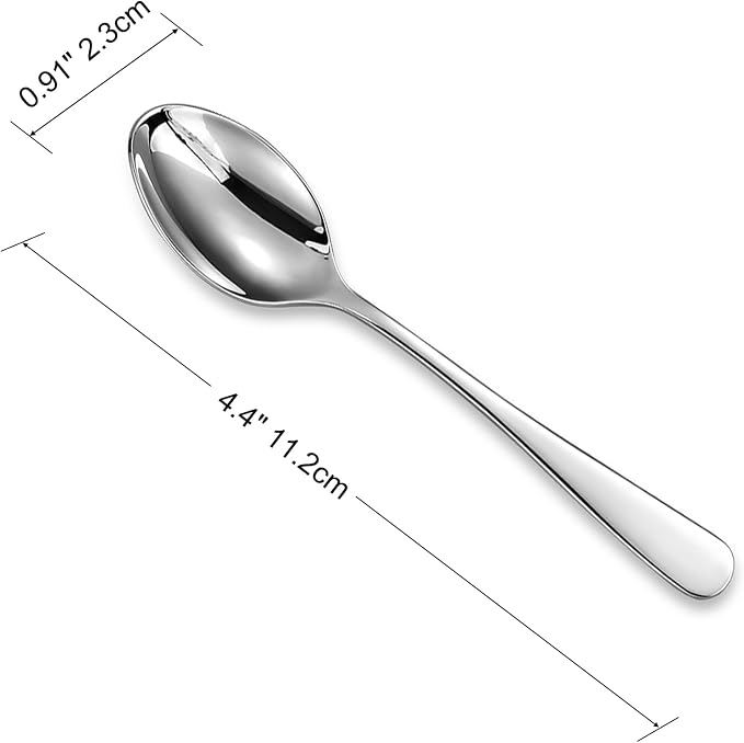KEAWELL Premium Louise Coffee Spoons, 18/10 Stainless Steel, 4.4-Inch Demitasse Espresso Size, Set of 6, Dishwasher Safe (4.4 inches, 6)