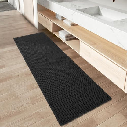 Upgraded Waffle Bath Mat Runner Absorbent Non Slip Bathroom Mat, 2' x 5'